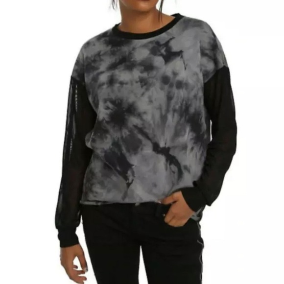 Hot Topic Tops - 3/$30 Hot Topic Mesh Sleeves Tie Dye Sweatshirt
